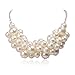 Jane Stone Fashion Statement Bib Sliver Tone Chain Beads Necklace Wedding White Jewelry
