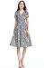 Wonderful Women Casual V Neck Dresses, Floral Print Short Sleeve Swing Cocktail Dress for Party,Stripe Yellow,Medium