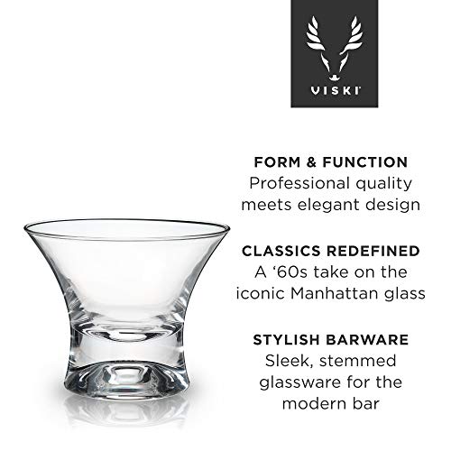 Viski Heavy Base Crystal Manhattan Glasses Set of 2, LeadFree Premium
