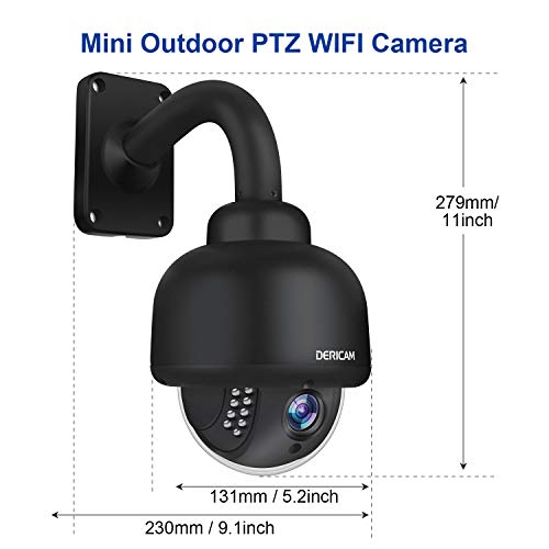 Dericam Outdoor Wireless Security Camera,Outdoor PTZ Camera,Crystal Full HD 1080P,4 X 0ptical Zoom,Auto Focus,Pre-Installed 32GB Memory Card, Black