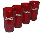 Coca Cola Logo Ruby Red Plastic Tumblers Set of