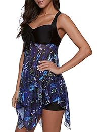 Senserise Halter Bañador de 2 piezas para dama con estampado de tankini