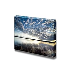 Beautiful Scenery Landscape Lake View at Sunset with Clouds on The Blue Sky - Canvas Art Wall Art - 12" x 18"