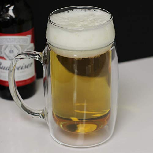 Simax Beer Mugs For Men 17 Oz Double Walled Glass Beer Mug Freezable Beer Glasses Beer Mugs