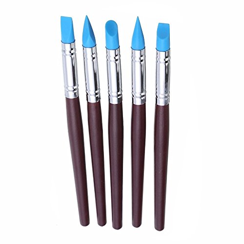 Highmoor Ball Stylus Dotting Modeling Tool Clay Ceramic Pottery Carving Tool Embossing Sculpting Set & Clay Fingerprint Color Shaping Modeling Wipe Out Tool Rubber Tip Paint Brush for Sculpture Potter - Thumbnail 2