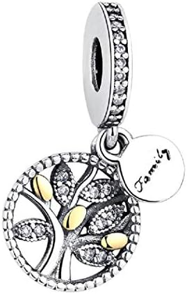 FeatherWish 925 Sterling Silver Family Heritage Tree Of Life Pendant Dangle Charm With Cubic Zirconia Fits Pandora Bracelet