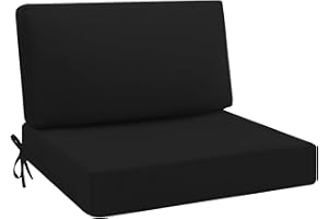 idee-home Outdoor Cushions for Patio Furniture, Outdoor Seat Cushion, Waterproof Hampton Bay Deep Seat Replacement Couch Chair Cushions for Garden Lawn Backyard Deck, 26.5 x 26.5 Black