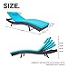 SUNCROWN Outdoor Adjustable Lounge Chair, Patio Wicker Folding Chaise Lounge, Outdoor Couch Sofa Bed with Blue Cushion