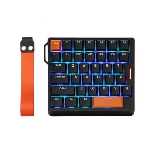 EPOMAKER HE30 One-Handed Hall Effect Keyboard, 8K Polling & 0.125ms, SOCD & Snap Key, Adjustable Trigger, PBT Keycap, RGB, Custom Software, Wired Gaming Keyboard for PC/Gamer (Black Orange)