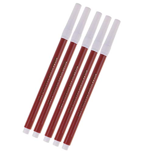 5 Pieces 2mm Water Erasable Soluble Pen Fit for Fabric Cloth Temporary Marking (Coffee)