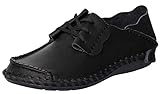 CAIHEE Men' s Casual Soft Handmade Suture Leather Lace Up Outdoor Loafer Shoes (6.5 D(M) US, Black)