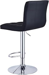 Panana Height Adjustable Cuban Bar Stool Set of 2 Black PU Leather 360° Swivel view 10
