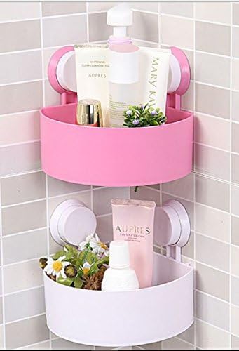 Bathroom Organizer Shower Shelf Plastic Suction Cup Corner Storage Rack (one piece)