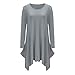 WearLove Women Asymmetrical Loose Long Sleeve Pockets Tunic Shirt Dress Grey 2XL