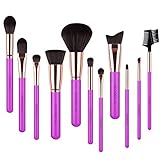 Docolor Makeup Brush Set 11Pcs Professional Makeup Brushes for Face Foundation Contour Eye Shadow Blending Brushes Kit - Rose Red