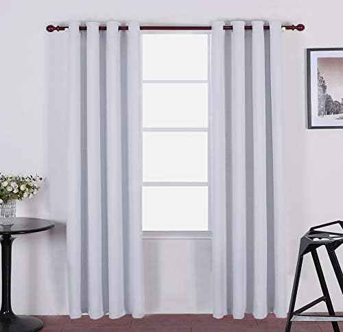 Moss Room Darkening Blackout Curtains Thermal Insulated Draperies with Grommet Top for Living Room,Greyish White, 52 x 84 inch, 2 Panels