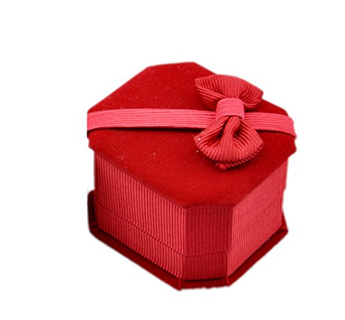 Luxury Fine Red Velvet Ring Earrings Pin Jewelry Gift Box with Ribbon Bow Handmade for Mother's Day