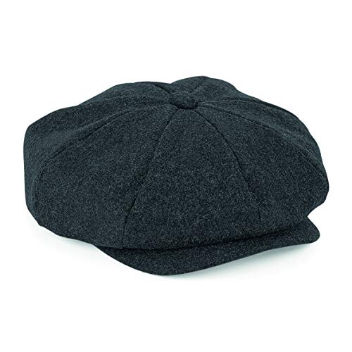 ASVP Shop Newsboy Cap - Flat Cap - Baker Boy Hat - Gatsby Men's Hat - Peaky B Shelby Cap Charcoal Marl