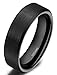 SOMEN TUNGSTEN 6mm Ceramic Black Brushed Comfort Fit Wedding Ring, 8.5