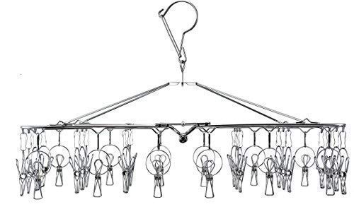 Pro Chef Kitchen Tools Stainless Steel Clothes Drying Rack - Folding Portable Metal Hanger is Collapsible to Save Space to Hang Dry Laundry or Organize Closets Includes 30 Wire Clothespins
