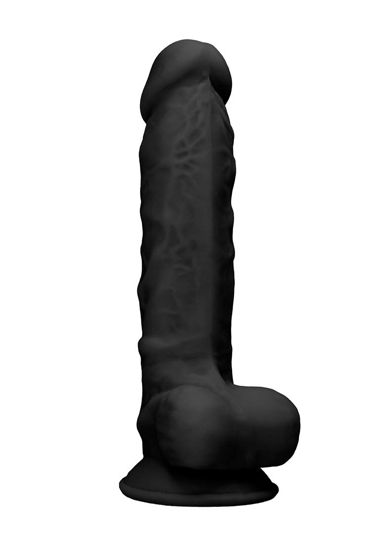Shots Silicone Dildo with Balls 17.8 cm, Black