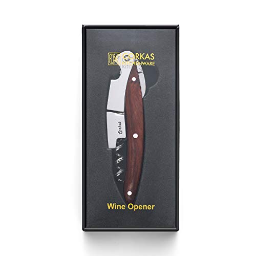 CORKAS Sommeliers Corkscrew, Upgrade All-in-one Wine Opener, Double Corkscrew, Quick Bottle Opener, Smooth Cuting Foil Cutter with Premium Rosewood, Perfect Gift for Sommeliers,Waiters and Bartenders