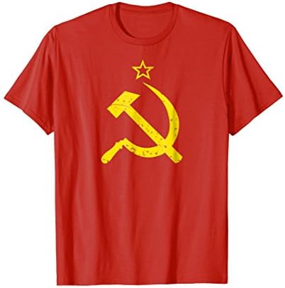 Russian tshirt flag Soviet USSR Hammer and Sickle red CCCP