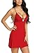 Avidlove Sleepwear Womens Chemise Sexy Nightie Full Slip Lace Babydoll Dress, Red, Medium Size