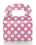 Hot Pink Favor Boxes, Polka Dot Candy Box (12 Pack) - Bright Pink Candy Boxes for Wedding Favors, Bachelorette / Bride Wedding Party Supplies