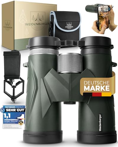Weidenberger Fernglas 12x42, [TESTSIEGER] Magnesium Fernglas mit Nitrogenfüllung und wasserdicht, für Erwachsene, BAK4 HD Prisma + FMC Objektiv, auch 