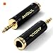 ANDUL 1/4'' to 3.5mm Stereo Pure Copper Headphone Adapter,3.5mm(1/8'') Plug Male to 6.35mm (1/4'') Jack Female Stereo Adapter for Headphone, Amp Adapte, Black 2-Pack primary