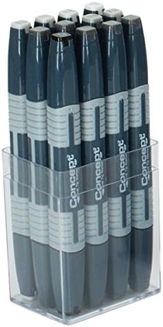 Concept12 Pc Cool Grey Dual Tip Art Markers Set, Artist Coloring Markers for Adult Coloring Books and Kids for Sketching, Drawing & Doodling Includes an Organizer Case