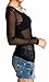 Imagenation Women's Long Sleeve Mesh Top Sheer See Through Round Scoop Neck Stretchy