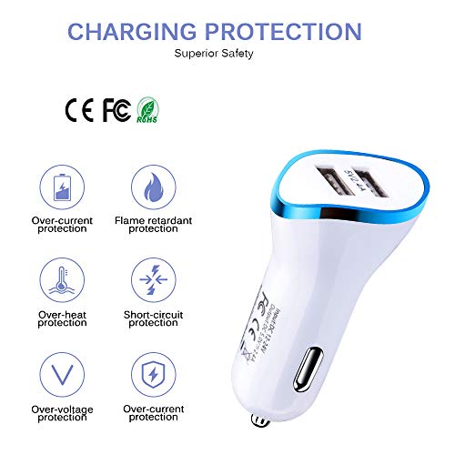 Android Phone Wall Charger Car Adapter Micro Cable Set, Amtobo Fast Charging Plug Cube Car Charger Flush Fit with 2-Pack USB Micro Cord Compatible for Samsung Galaxy S7 S6 Edage, HTC, Kindle, PS4, MP3