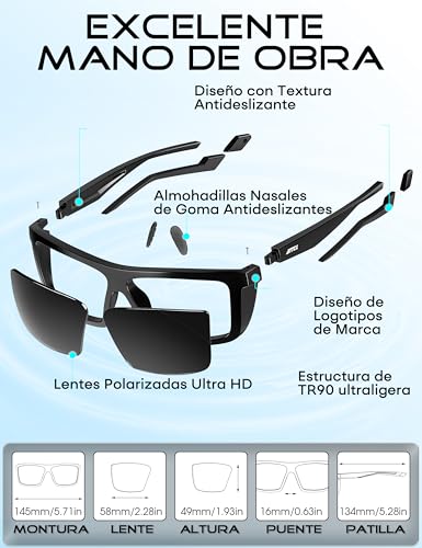 ATTCL - Lentes de sol polarizados deportivos para hombres y mujeres, para ciclismo, conducción, pesca, 100% protección contra los rayos ultravioleta