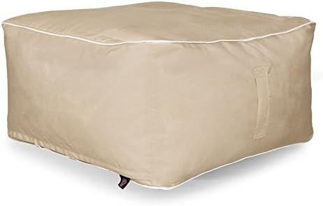 Sunbrella Large Square Bean Bag Ottoman, Antique Beige