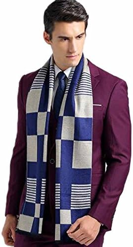 Mens Classic Business Cashmere Shawl Winter Warm Long Fringe Striped Tassel Scarf