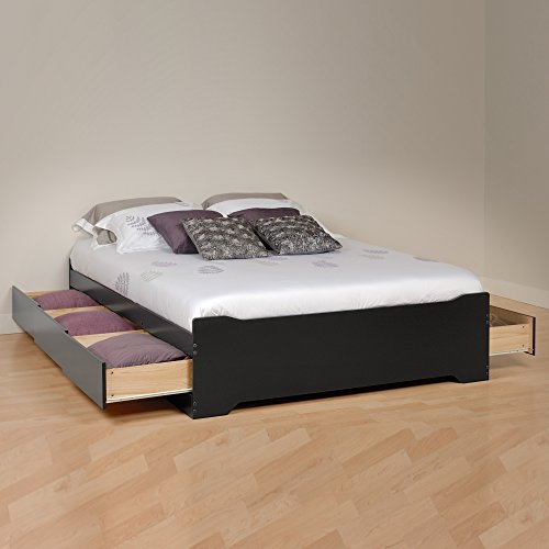 Prepac BBD-5600-3BV Coal Harbor Mates Full Platform Storage Bed with 6 Drawers, Black, Full