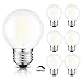 CRLight 6W Dimmable LED Globe Bulb 4000K Daylight White, 60W Equivalent 600 Lumens, E26 Base Edison Style G16 Globe Frosted Glass Ceiling Fan Bathroom Vanity LED Filament Light Bulbs, 6 Pack