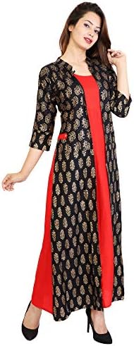 Metro Fashion Women Block Print A-line Rayon Kurta.