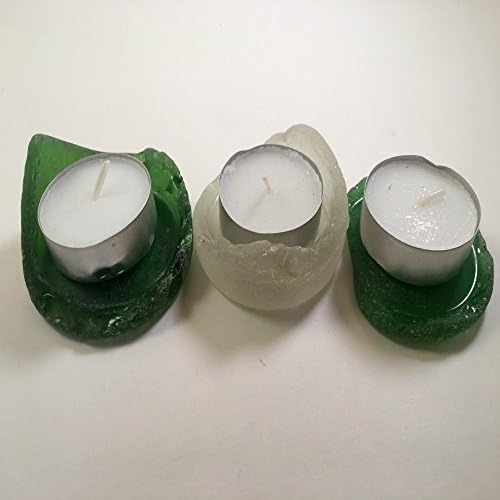 Sea Glass Candle Holders Bottle Bottoms Photography Props Beach Wedding Eco Friendly Upcycling Art Lake Erie