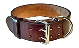 Pitbull & Large Breeds Leather Dog Collar - Free Personalization - Pet Training (Mahogany, 2