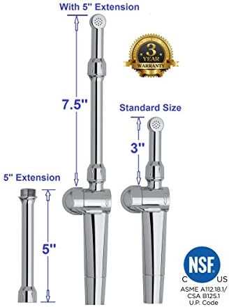 Aquaus 360° Spray Wand with 5-in Extension for Extended Reach Under Your Bottom Areas - Extends Sprayer to 7.5-in. Keeps Your Hand Clean &amp; Dry, Great for Plus Size Users *Spray Wand &amp; Extension Only*