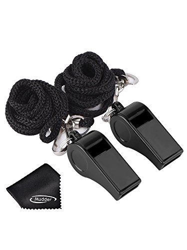 image for Mudder 2 Pack Plastic Sports Coach Whistles with Lanyard (2 Pack)