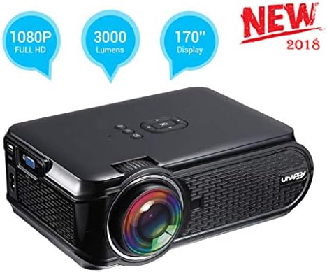 UKSoku Video Projector 3000 lumens Mini Portable HD Projector Micro Multimedia Home Theater LED Projector Support 1080P Smartphone PC Laptop Tablet TV Stick HDMI VGA USB AV SD Parties Games Chromecast