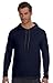 Anvil Ringspun Long-Sleeve Hooded T-Shirt-XL (Navy/Dark Grey)