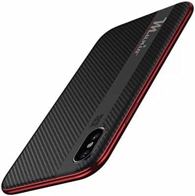 MUNIO case for iPhone X | TPU cover with PC shell | Carbon fiber feel | (Red)