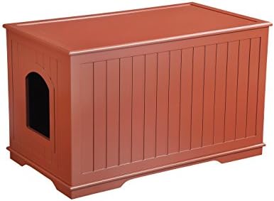 Cat Sounana Washroom Bench Rectangular Wooden Litter Box Enclosure (Walnut Finish)