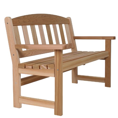 All Things Cedar51 Inch Wooden Garden Bench, Outdoor Patio Seating Chair, Natural