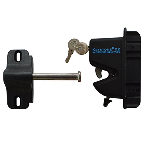 Black Nylon Polymer Keystone X2 External One Sided Gate Latch | No External Access | Keyed Alike | KLX2-P1-BK-KA